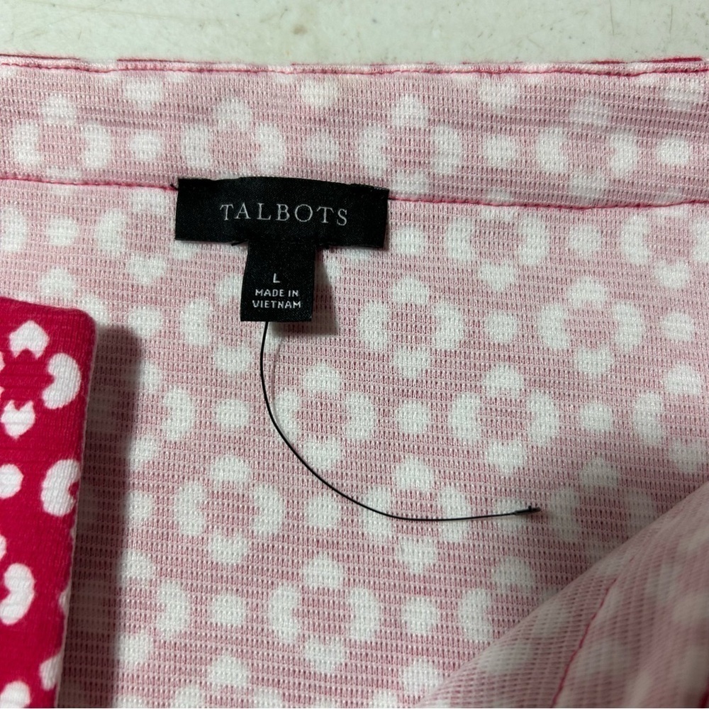New Talbots Pink & White Geo Ottoman Sleeveless Top Large BNWOT - Picture 3 of 5